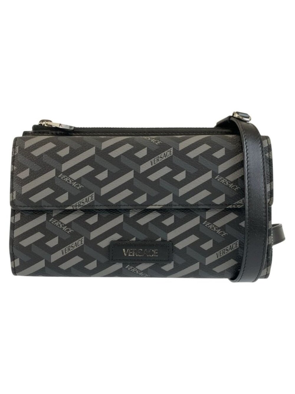 Versace Lagreca Black Silver Shoulder Bag Wearable